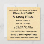 第15回誕生日パーテモダンィー金ゴールドと黒 招待状 (裏面)