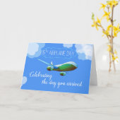 第15回飛行機の日グリーン飛行機 カード (黄色い花)