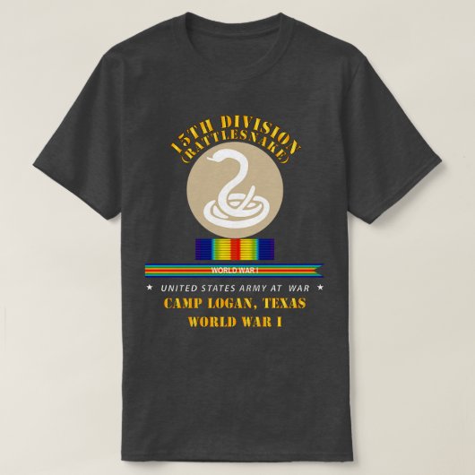 第15師団ラトルズナケキャンプローガンtx WWI Tシャツ (デザイン正面)