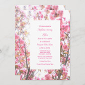 第15期誕生日ピンクさくらんぼ花フローラ 招待状 (正面/裏面)