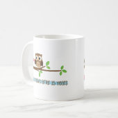 第15結婚記念日のフクロウ コーヒーマグカップ (正面左)