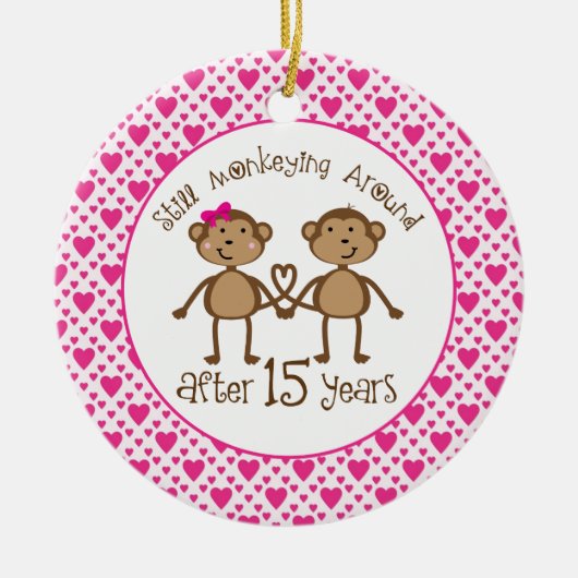 第15記念日猿愛オーナメント セラミックオーナメント (正面)