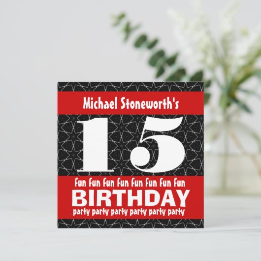 第15誕生会の黒の赤い白W10A 招待状 (スタンド正面)