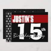 第15誕生日のモダンで赤く白い黒はW768を主演します 招待状 (正面/裏面)