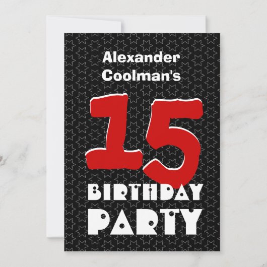 第15誕生日のモダンで10代のな白黒はW10Cを主演します 招待状 (正面)