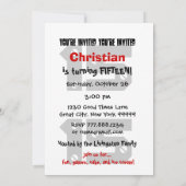 第15誕生日のモダンで10代のな白黒はW10Cを主演します 招待状 (裏面)