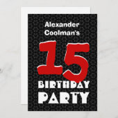 第15誕生日のモダンで10代のな白黒はW10Cを主演します 招待状 (正面/裏面)