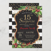 第15誕生日の招待状のクリスマスの金ゴールドを驚かして下さい 招待状 (正面/裏面)