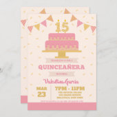 第15誕生日のQuinceañeraの招待状 招待状 (正面/裏面)