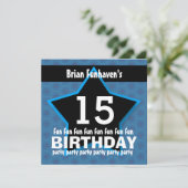 第15誕生日または任意の年の黒い星V15A 招待状 (スタンド正面)