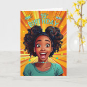 第15誕生日アフリカ系アメリカ人ガールポップ・アートのスタイル カード (黄色い花)
