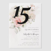 第15誕生日キンセアニェラフローラ水彩パーティー ベラム紙招待状 (正面)