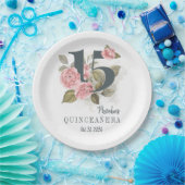 第15誕生日キンセアニェラ素朴フローラ ペーパープレート (パーティー)