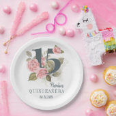 第15誕生日キンセアニェラ素朴フローラ ペーパープレート (パーティー)