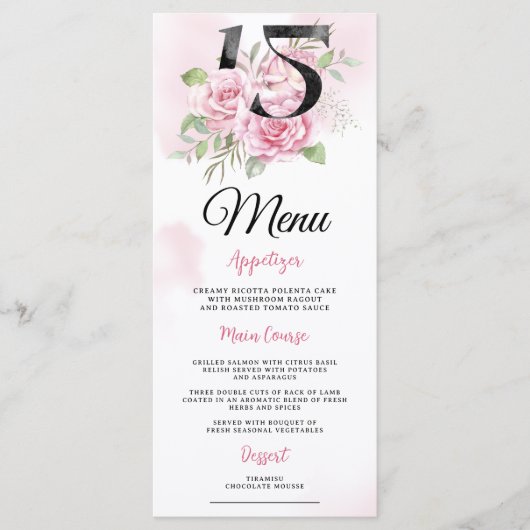 第15誕生日キンセアニェラ素朴フローラ メニュー (正面)