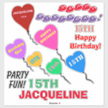 第15誕生日ハートバルーンパーソナライズされたビニル