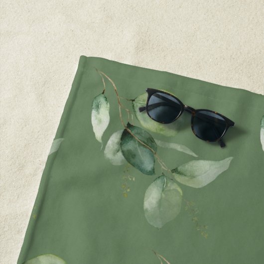 第15誕生日ユーカリプスグリーンリーキンセアニェラ ビーチタオル (インサイチュ)