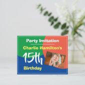 第15誕生日招待状と写真はがき ポストカード (スタンド正面)