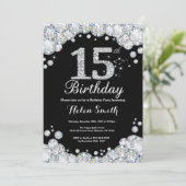 第15誕生日招待状シャルボードシルバーダイヤモンド 招待状 (スタンド正面)
