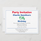 第15誕生日招待状（写真あり） (裏面)