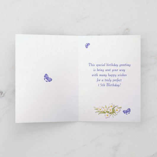第15誕生日蝶と花カード カード (内部)