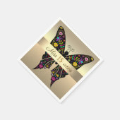 第15誕生日蝶カラフル金箔 スタンダードカクテルナプキン (角)
