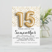 第15誕生日金ゴールド水玉模様招待状 招待状 (スタンド正面)