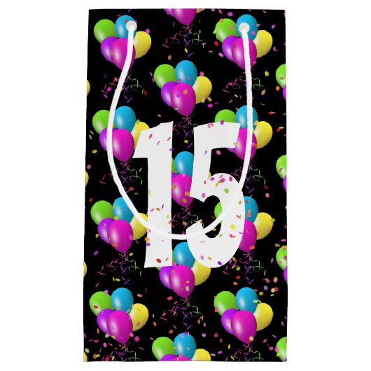 第15誕生日風船と紙吹雪小抱き枕 スモールペーパーバッグ (正面)