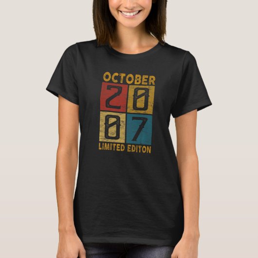 第15誕生日2007年10月生まれ2007年15歳 Tシャツ (正面)