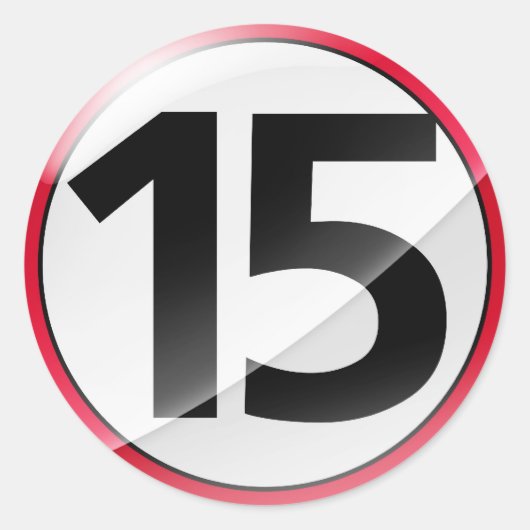 第15赤のステッカー ラウンドシール (正面)