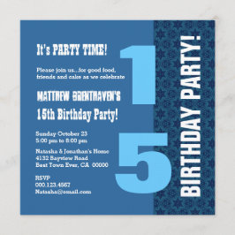 第15 10代のな誕生日のモダンな濃紺はT7Bを主演します 招待状