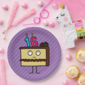第16お誕生日ケーキ(ろうそくあり) ペーパープレート (パーティー)
