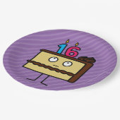 第16お誕生日ケーキ(ろうそくあり) ペーパープレート (アングル)