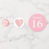 第16エレガント誕生日とプルメリアの花オンピンク コンフェッティ (裏面)