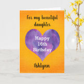 第16パーソナライズされた秋誕生日カード(娘) カード (黄色い花)