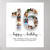 第16パーソナライズされた誕生日コラージポスター ポスター (正面)