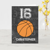 第16パーソナライズされた誕生日バスケットボール カード (黄色い花)