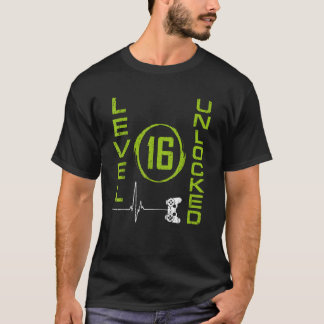 第16回ゲーマー誕生日ゲーマーおもしろいレベル16ロック解除 Tシャツ