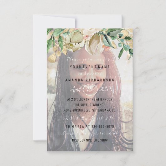 第16回バースデーパーティー写真花金ゴールド卒業 招待状 (正面)