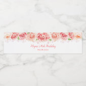 第16回バースデーパーティー金ゴールドピンクの花 ペットボトルラベル (シングルラベル)