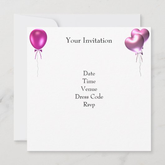 第16回ピンクパープルシルバーバルーン誕生日 招待状 (裏面)