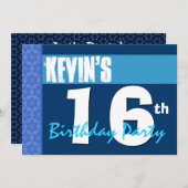 第16回ブルーバモダンースデ10代のィパーティーの招待 招待状 (正面/裏面)