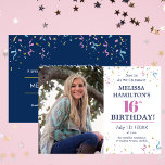 第16回生誕祭パーティー 招待状<br><div class="desc">16th Photo Birthday Partyへの招待。写真と招待お気に入りの文字を前面に配置し、パーティー詳細を背面に配置して設計されたこの16th Birthday party Invitationに写真を追加する。パーソナライズするには、私たちの簡単テンプレートにあなたの写真の画像を挿入すクリックるだけFITと位置に離れす。次に、サンプルを置き換えて、パーティー詳細をテンプレートに挿入する。速くて簡単。必要に応じて、色やフォントを私たちのオンスクリーンツールで変更して正しく作ることができる！</div>