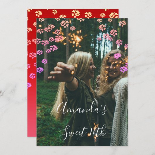 第16回花王室の赤グラデーション写真 招待状 (正面/裏面)