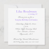 第16回誕生日パーティーの招待 – パープル薄紫 招待状 (裏面)