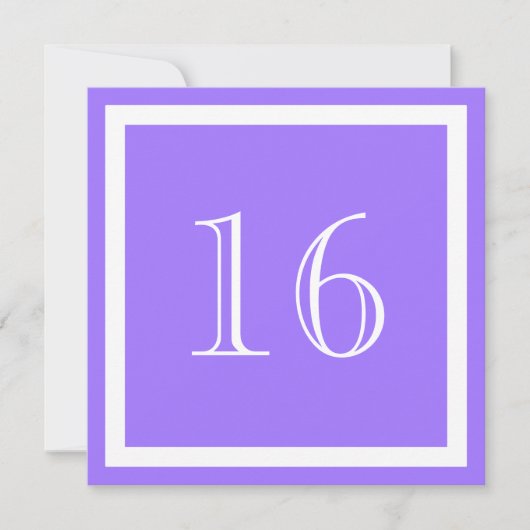 第16回誕生日パーティーの招待 – パープル薄紫 招待状 (正面)