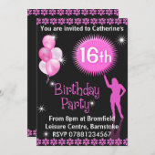 第16回誕生日パーティーへの招待 招待状 (正面/裏面)