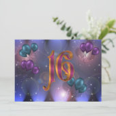 第16回誕生日パーティー招待状バルーン 招待状 (スタンド正面)