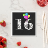 第16回誕生日パーティー風船 スタンダードカクテルナプキン (インサイチュ)