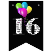 第16回誕生日パーティー風船 バンティングフラッグ (第2の旗)